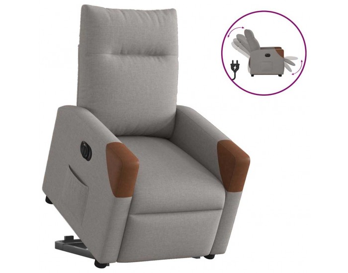 Sonata Fotoliu electric rabatabil cu ridicare, gri taupe, textil
