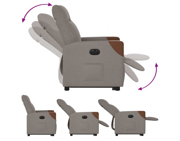 Sonata Fotoliu electric rabatabil cu ridicare, gri taupe, textil