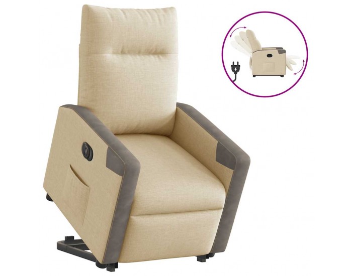 Sonata H Електрически изправящ реклайнер стол, кремав, текстил