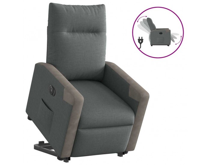 Sonata Fotoliu electric rabatabil cu ridicare, gri închis, textil