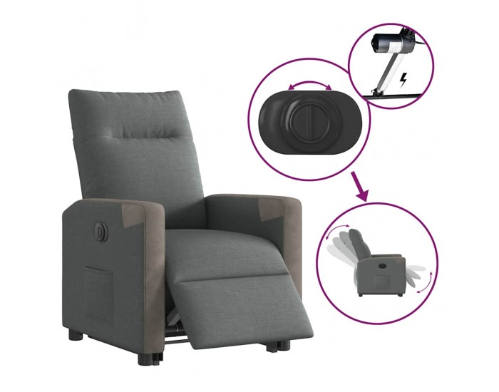 Sonata Fotoliu electric rabatabil cu ridicare, gri închis, textil