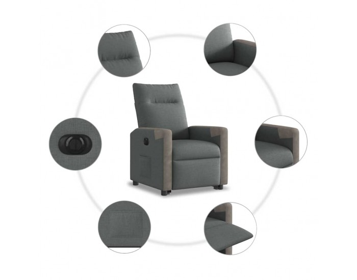 Sonata Fotoliu electric rabatabil cu ridicare, gri închis, textil