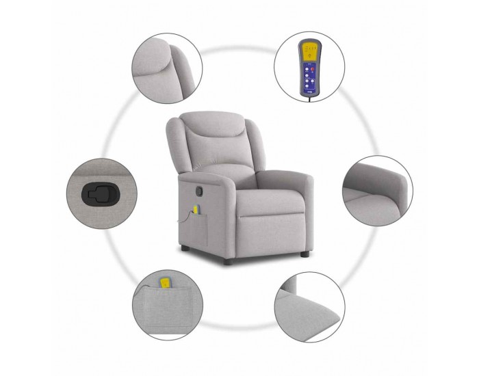 Sonata H Масажен стол за лежанка Cloud Grey Fabric