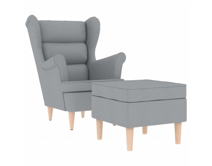 Sonata Fotoliu cu taburet pentru picioare, gri deschis material textil