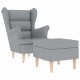 Sonata Fotoliu cu taburet pentru picioare, gri deschis material textil