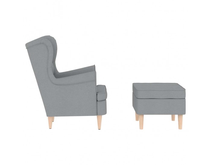 Sonata Fotoliu cu taburet pentru picioare, gri deschis material textil