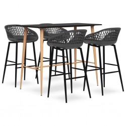 Sonata Set mobilier de bar, 5 piese, negru și gri
