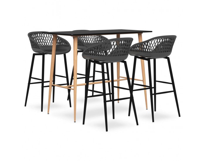 Sonata Set mobilier de bar, 5 piese, negru și gri
