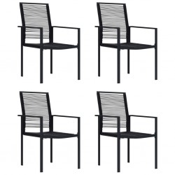 Sonata H Градински столове, 4 бр, PVC, ратан, черни - Scaune de grădină