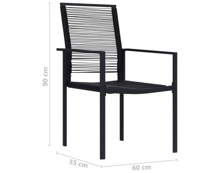 Sonata H Градински столове, 4 бр, PVC, ратан, черни