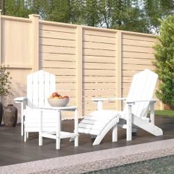 Sonata H Градински столове Адирондак с табуретка и масичка, HDPE, бели - Scaune de grădină