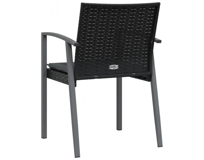 Sonata H Градински стол с възглавници 2 бр черни 56,5x57x83 см полиратан