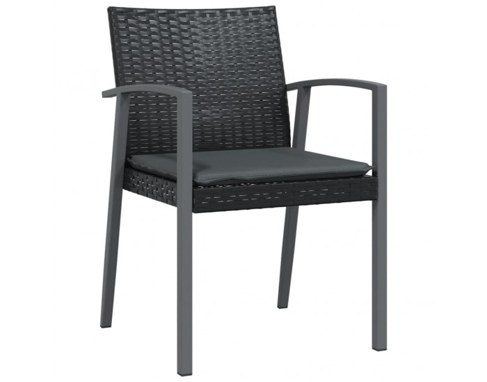 Sonata H Градински стол с възглавници 2 бр черни 56,5x57x83 см полиратан