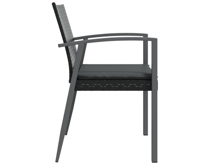 Sonata H Градински стол с възглавници 2 бр черни 56,5x57x83 см полиратан