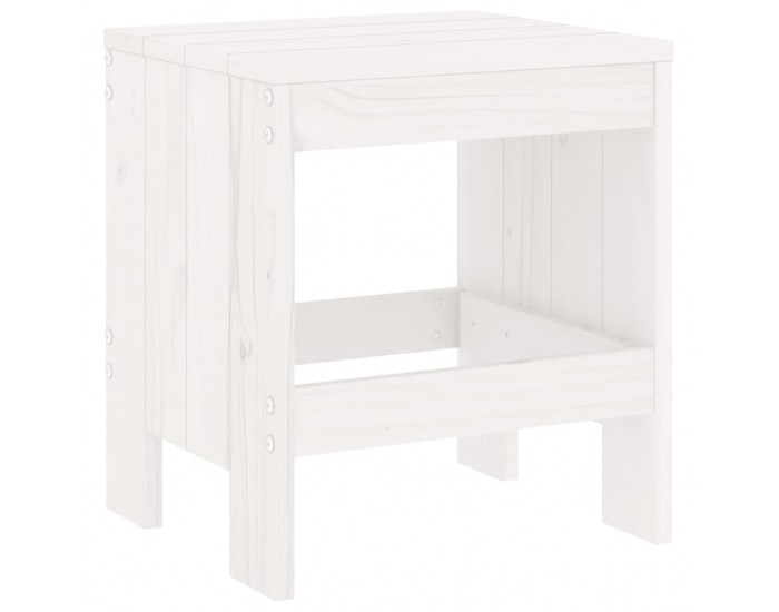 Sonata H Градински табуретки 2 бр бели 40x36x45 см борово дърво масив