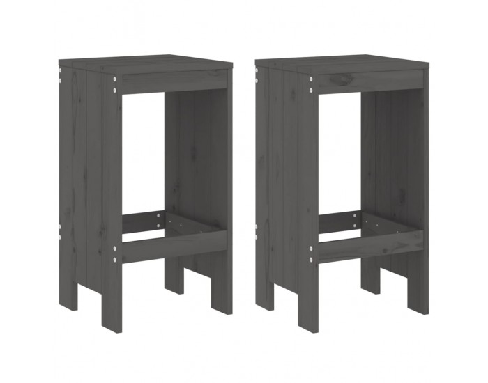 Sonata H Бар табуретки 2 бр сиви 40x36x75 см борово дърво масив