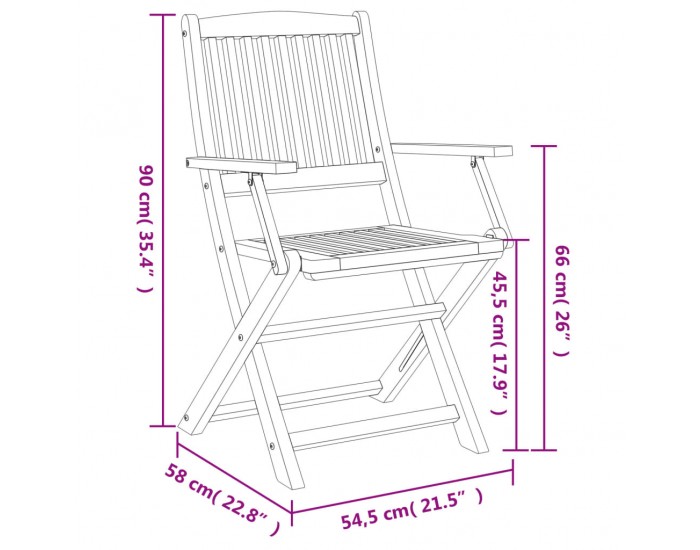Sonata H Сгъваеми градински столове, 4 бр, 57,5x54,5x90 см, акация масив