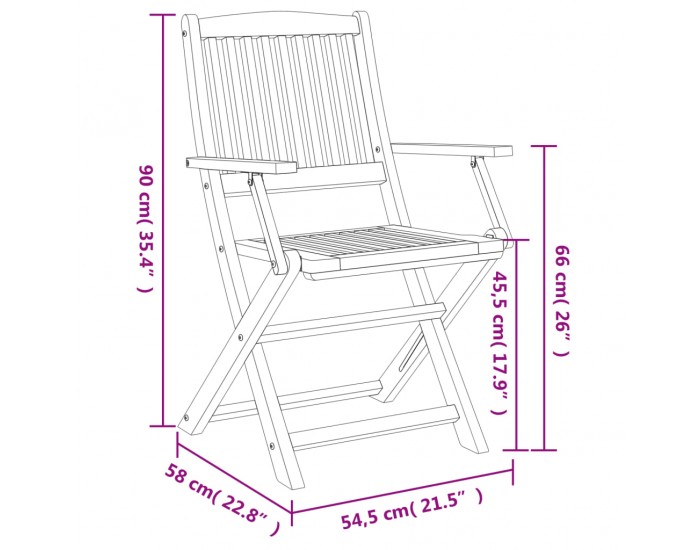 Sonata H Сгъваеми градински столове 8 бр 54,5x58x90 см акация масив