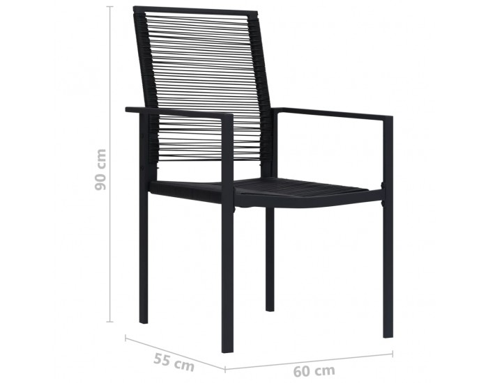 Sonata H Градински столове, 2 бр, PVC ратан, черни