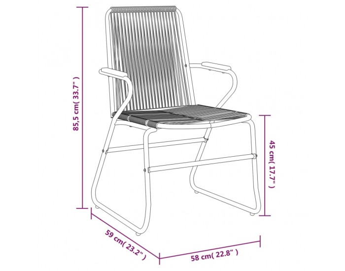 Sonata H Градински столове, 2 бр, черни, 58x59x85,5 см, PVC ратан