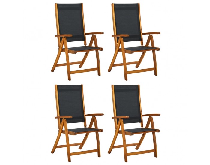 Sonata H Сгъваеми градински столове, 4 бр, акация масив и textilene