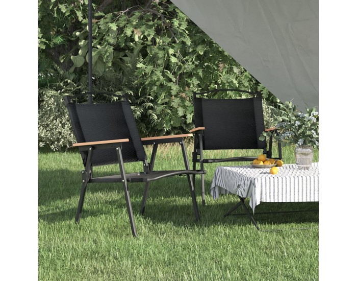 Sonata H Къмпинг столове 2 бр черни 54x55x78 см Оксфорд плат