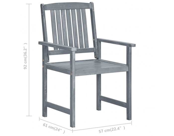 Sonata H Градински столове с възглавници, 8 бр, акация масив, сиви