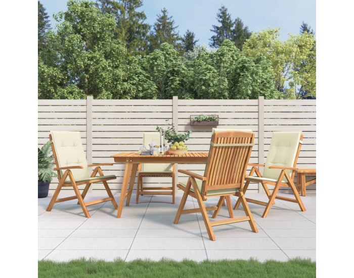 Sonata H Наклоняеми градински столове с възглавници, 4 бр, тик масив