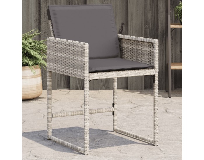 Sonata H Градински столове с възглавници, 4 бр, светлосиви, полиратан