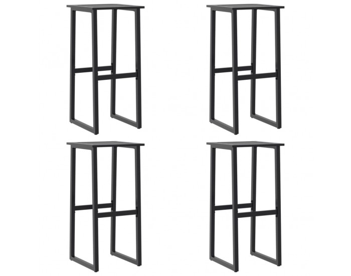 Sonata H Бар табуретки 4 бр черни 38x38x80 см прахово боядисана стомана