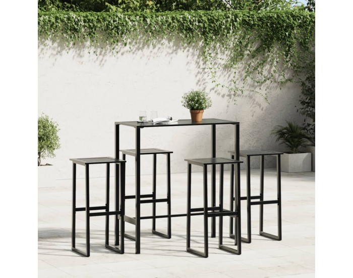Sonata H Бар табуретки 4 бр черни 38x38x80 см прахово боядисана стомана