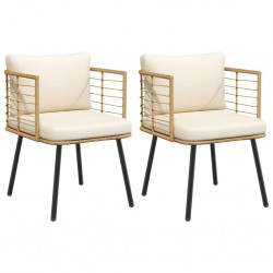 Sonata H Градински столове 2 бр. с възглавници Natural Poly Rattan - Scaune de grădină
