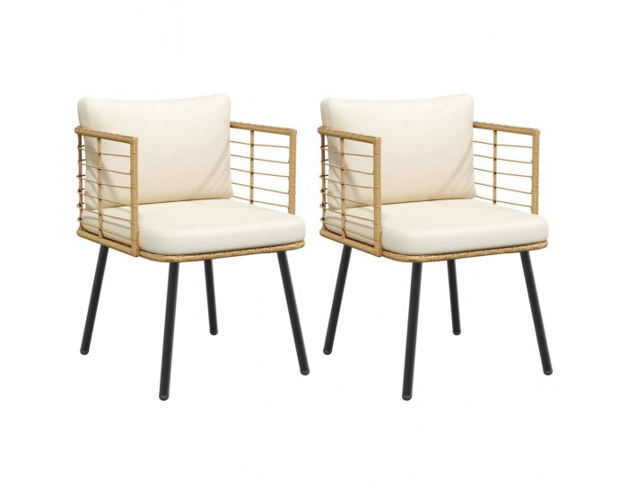 Sonata H Градински столове 2 бр. с възглавници Natural Poly Rattan
