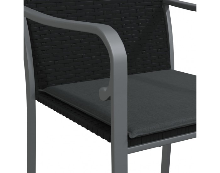 Sonata H Градински стол с възглавници 4 бр черни 56x59x84 см полиратан