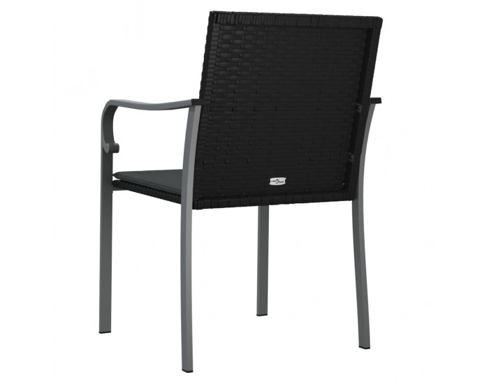 Sonata H Градински стол с възглавници 4 бр черни 56x59x84 см полиратан