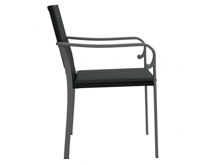 Sonata H Градински стол с възглавници 4 бр черни 56x59x84 см полиратан