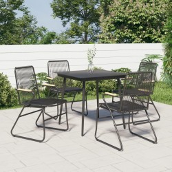 Sonata H Градински столове, 4 бр, черни, 58x59x85,5 см, PVC ратан - Scaune de grădină