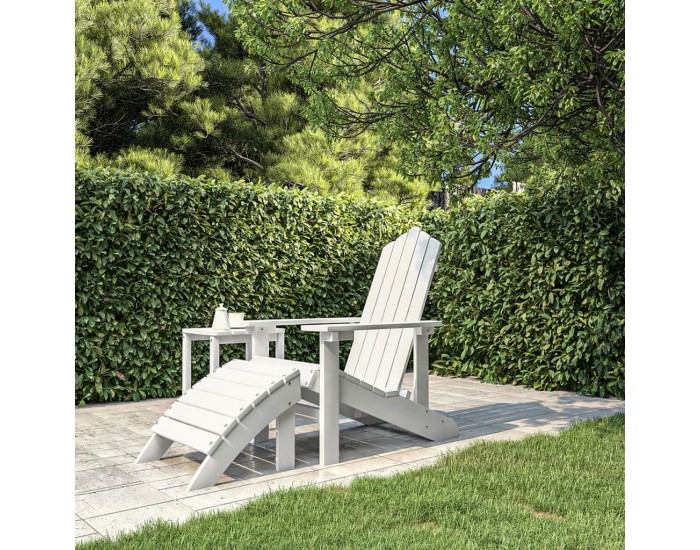 Sonata H Градински стол Adirondack с табуретка, HDPE, бял