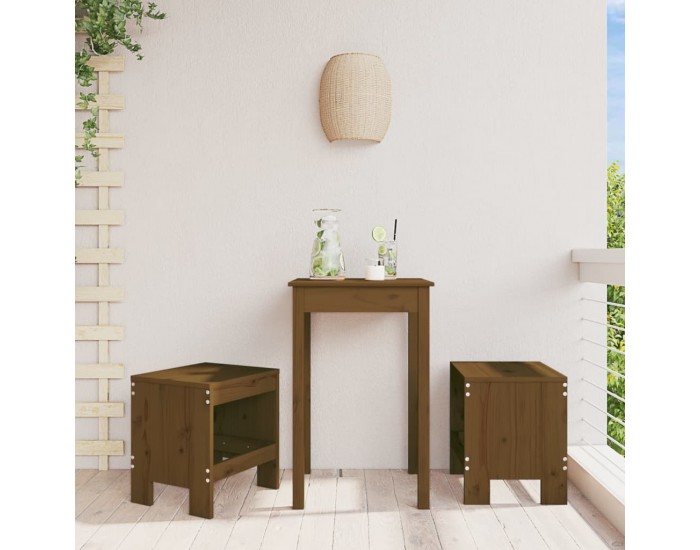 Sonata H Градински табуретки 2 бр меденокафяви 40x36x45 см бор масив