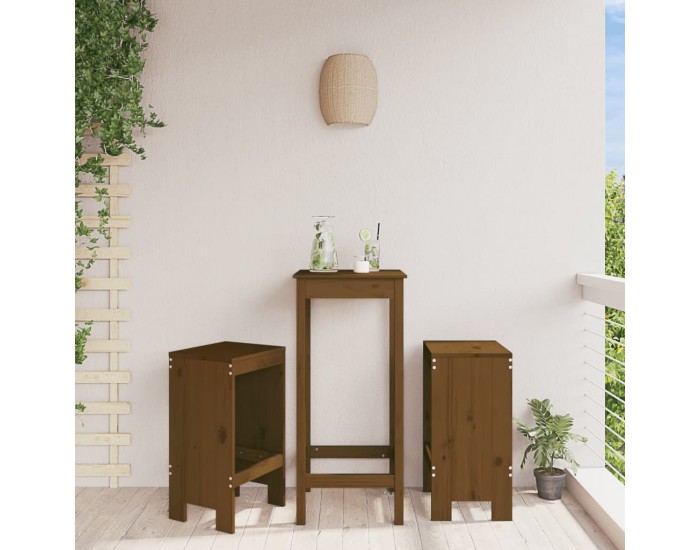 Sonata H Бар табуретки 2 бр меденокафяви 40x36x75 см бор масив