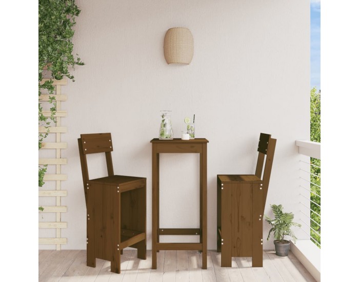 Sonata H Бар табуретки 2 бр меденокафяви 40x48,5x115,5 см бор масив