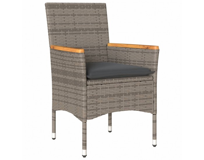 Sonata H Градински столове с възглавници, 2 бр, полиратан, сиви