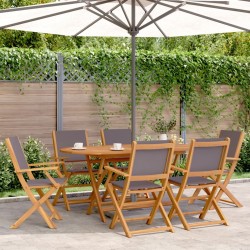 Sonata H Сгъваеми градински столове, 6 бр, антрацит, плат и дърво масив - Scaune de grădină