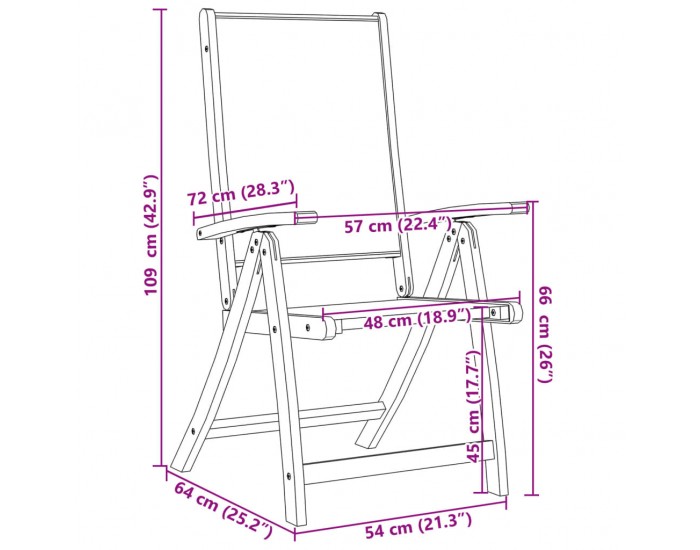 Sonata H Сгъваеми градински столове, 4 бр, акация масив и textilene