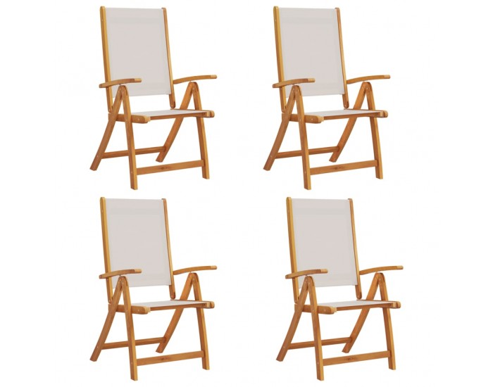 Sonata H Сгъваеми градински столове, 4 бр, акация масив и textilene
