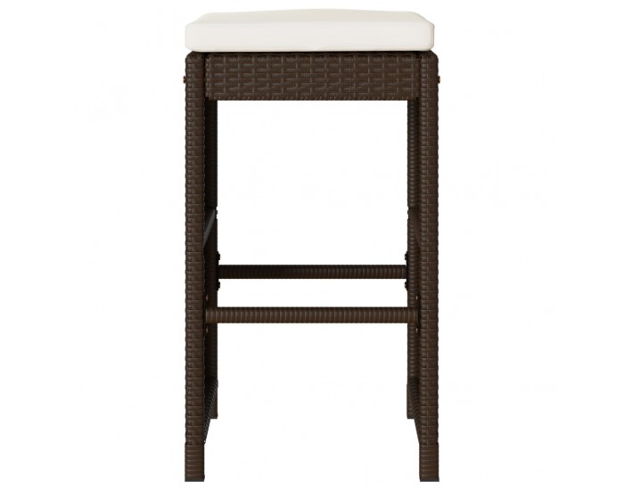 Sonata H Градински бар табуретки с възглавници, 2 бр, кафяв полиратан