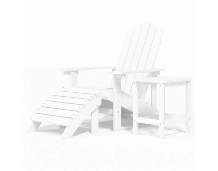 Sonata H Градински стол Адирондак с табуретка и масичка HDPE бял