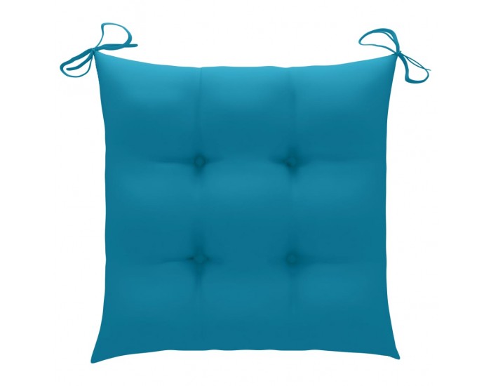 Sonata H Градински столове със светлосини възглавници 2 бр тик масив