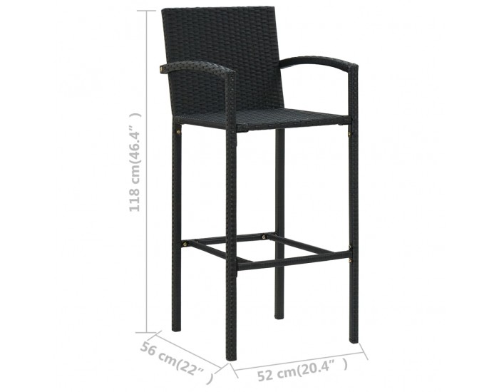Sonata H Бар табуретки, 4 бр, черни, полиратан
