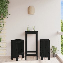 Sonata H Бар табуретки 2 бр черни 40x36x75 см борово дърво масив - Scaune de grădină